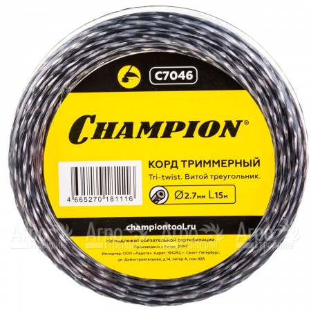 Корд триммерный Champion Tri-twist 2.7мм, 15м (витой треугольник)  в Москве